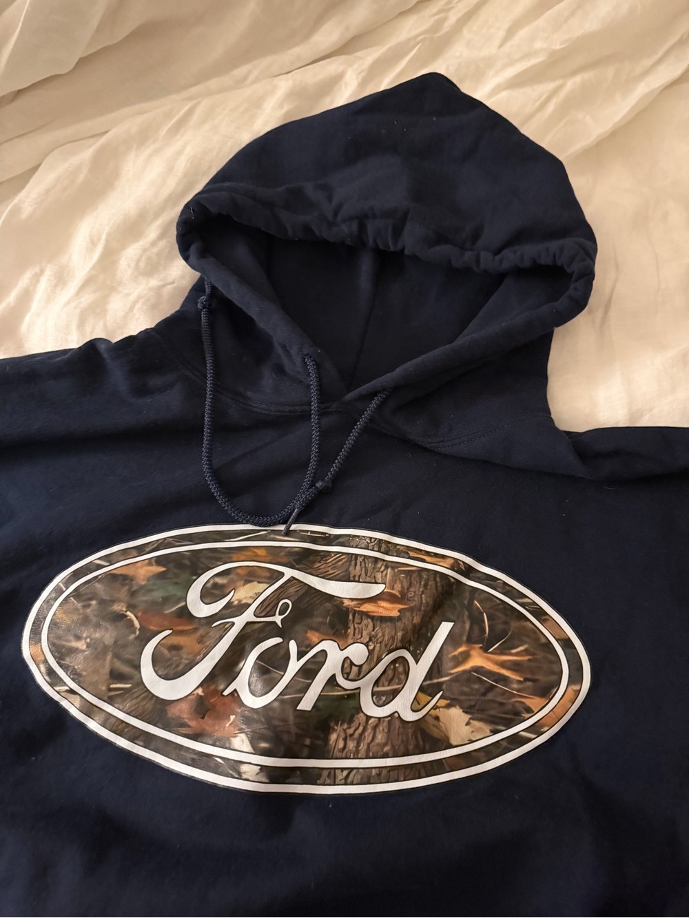 Navy blue with camo detail ford hoodie